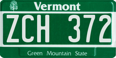 VT license plate ZCH372