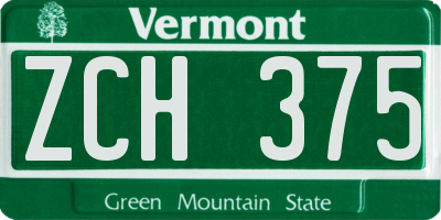 VT license plate ZCH375