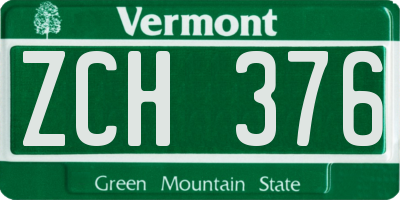 VT license plate ZCH376