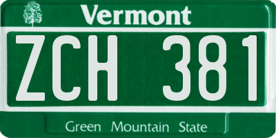VT license plate ZCH381