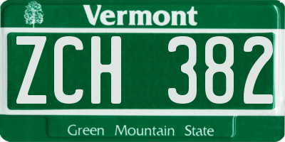 VT license plate ZCH382