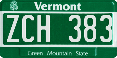 VT license plate ZCH383