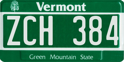 VT license plate ZCH384