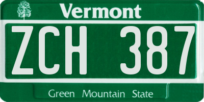 VT license plate ZCH387