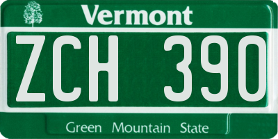 VT license plate ZCH390