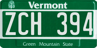 VT license plate ZCH394