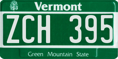 VT license plate ZCH395
