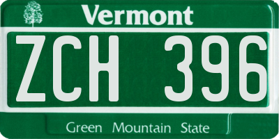VT license plate ZCH396