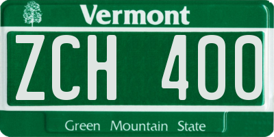 VT license plate ZCH400