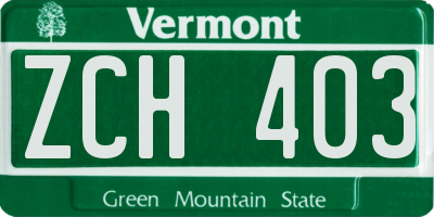 VT license plate ZCH403