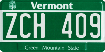VT license plate ZCH409