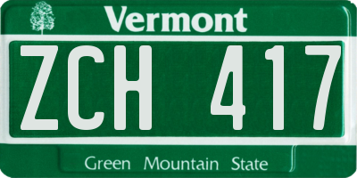 VT license plate ZCH417