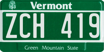 VT license plate ZCH419