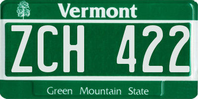 VT license plate ZCH422