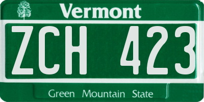 VT license plate ZCH423
