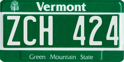 VT license plate ZCH424