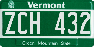 VT license plate ZCH432