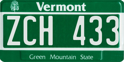 VT license plate ZCH433