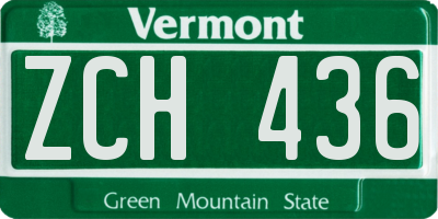 VT license plate ZCH436