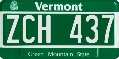 VT license plate ZCH437