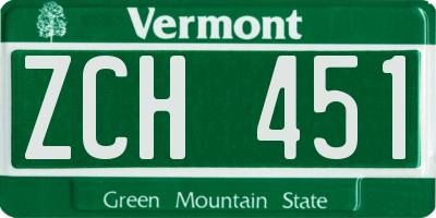 VT license plate ZCH451