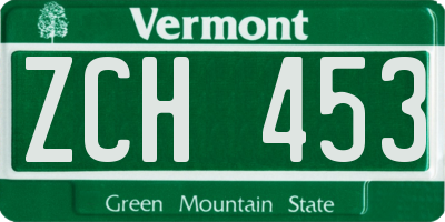VT license plate ZCH453