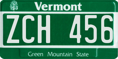 VT license plate ZCH456