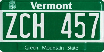 VT license plate ZCH457