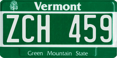 VT license plate ZCH459