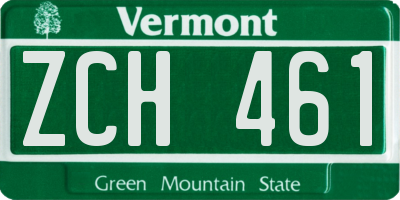 VT license plate ZCH461