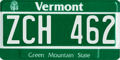 VT license plate ZCH462