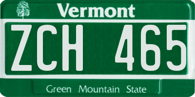 VT license plate ZCH465