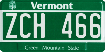VT license plate ZCH466