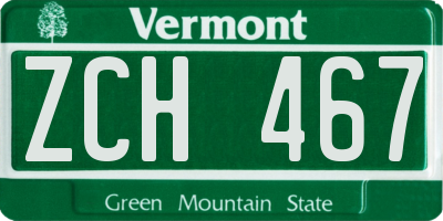 VT license plate ZCH467