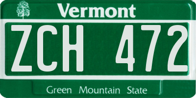 VT license plate ZCH472