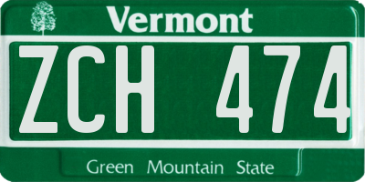 VT license plate ZCH474