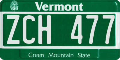 VT license plate ZCH477