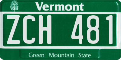 VT license plate ZCH481