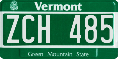 VT license plate ZCH485