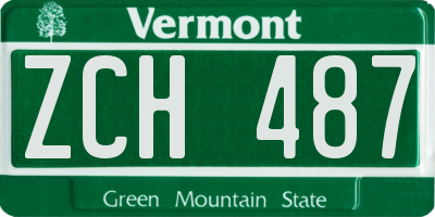 VT license plate ZCH487