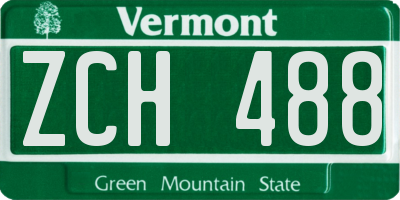 VT license plate ZCH488