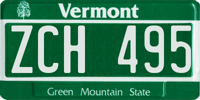 VT license plate ZCH495