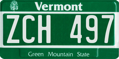 VT license plate ZCH497
