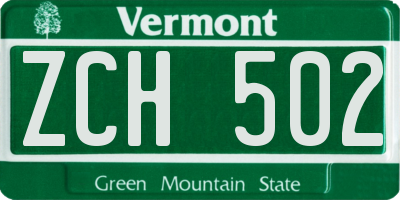 VT license plate ZCH502