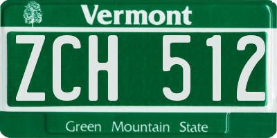 VT license plate ZCH512