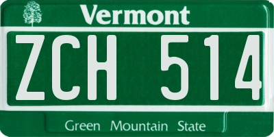 VT license plate ZCH514
