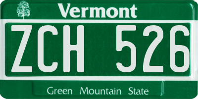 VT license plate ZCH526