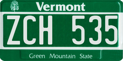 VT license plate ZCH535