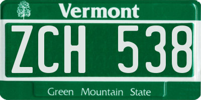 VT license plate ZCH538