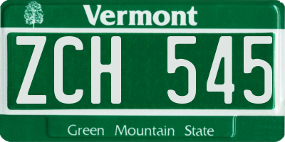 VT license plate ZCH545
